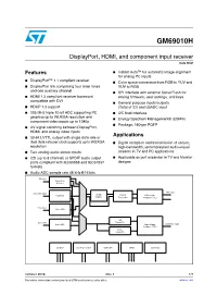 Displayport, HDMI, and Component Input Receiver Data Brief