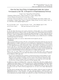 How the Sure Start Policy Is Implemented Under the Labour Government in the UK: a Perspective of Implementation Network