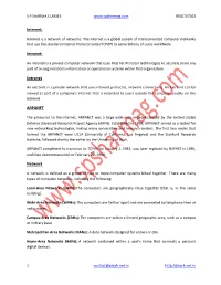 Internet: Intranet: Extranet ARPANET Network