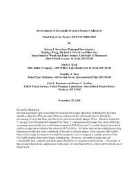 ITP Forest Products: Development of Screenable Pressure Sensitive Adhesives