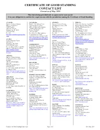 PABLE Certificate of Good Standing Repository List