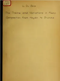 The Theme and Variations in Piano Composition from Haydn to Brahms