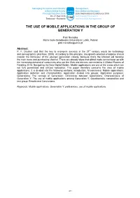 The Use of Mobile Applications in the Group of Generation Y