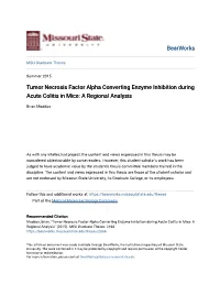 Tumor Necrosis Factor Alpha Converting Enzyme Inhibition During Acute Colitis in Mice: a Regional Analysis