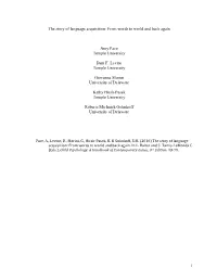 1 the Story of Language Acquisition: from Words to World and Back