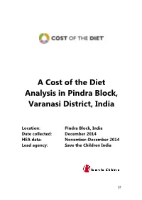 A Cost of the Diet Analysis in Pindra Block, Varanasi District, India