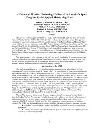 A Decade of Weather Technology Delivered to America's Space Program by the Applied Meteorology Unit