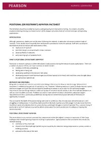 Advice on Positional Asphyxia