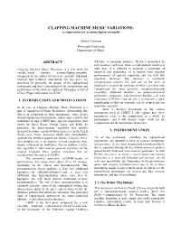 CLAPPING MACHINE MUSIC VARIATIONS: a Composition for Acoustic/Laptop Ensemble
