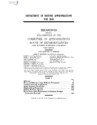 Department of Defense Appropriations for 2010 Hearings Committee on Appropriations