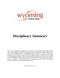 Disciplinary Summary