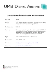 Hydroxocobalamin Hydrochloride: Summary Report