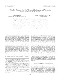 Sense of Belonging and Women's Representation in Mathematics