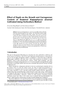 Effect of Depth on the Growth and Carrageenan Content of Seaweed Kappaphycus Alvarezii Cultivated Using Verticulture Method