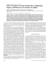 Effect of Preharvest Fruit Temperature on Ripening, Sugars, and Watercore Occurrence in Apples