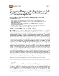 Environmental Impact of Mine Exploitation: an Early Predictive Methodology Based on Ore Mineralogy and Contaminant Speciation