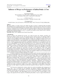 Influence of Merger on Performance of Indian Banks: a Case Study