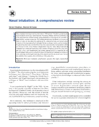 Nasal Intubation: a Comprehensive Review
