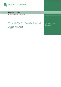 The UK's EU Withdrawal Agreement