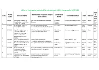 5Th List of Participating Institutes(Pis) Selected Under UBA-2.0 Program for 2019-2020 Type AISHE Name of the Proposed Villages Coordinator of S.No
