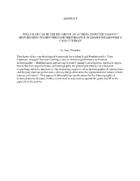 Abstract “What Is Or Can Be the Record of an Actress