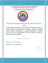 Adama Science and Technology University School of Applied Natural Science Applied Chemistry Department