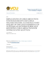 Implications of Child Abduction for Human Rights and Child Welfare Systems