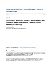 The Dangerous Discourse of Dianetics: Linguistic Manifestations of Violence Toward Queerness in the Canonical Religious Philosophy of Scientology
