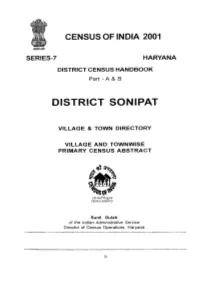 Village and Townwise Primary Census Abstract, Sonipat, Part XII A