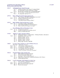 Cornell University, Department of Physics 6/11/2019 Bethe Lecturers and Lecture Titles