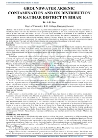 GROUNDWATER ARSENIC CONTAMINATION and ITS DISTRIBUTION in KATIHAR DISTRICT in BIHAR Dr