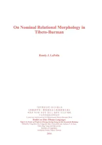 On Nominal Relational Morphology in Tibeto-Burman