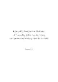 Rabin-P Key Encapsulation Mechanism a Proposal for Public Key Encryption for Cybersecurity Malaysia Myseal Initiative