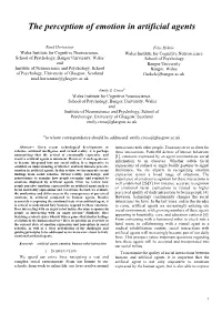 The Perception of Emotion in Artificial Agents