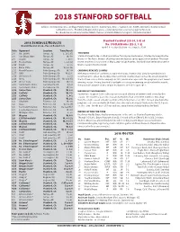 2018 Stanford Softball