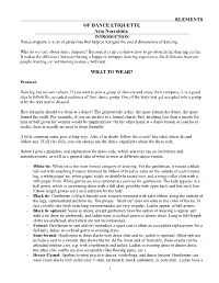 DANCE ETIQUETTE Aria Nosratinia INTRODUCTION Dance Etiquette Is a Set of Guidelines That Help Us Navigate the Social Dimensions of Dancing