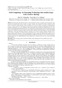 Grid Computing- an Emerging Technology That Enables Large- Scale Resource Sharing