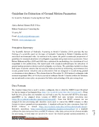 Guideline for Extraction of Ground Motion Parameters for Scientific Hydraulic Fracturing Review Panel