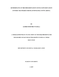 I DETERMINANTS of the IMPLEMENTATION of INCLUSIVE