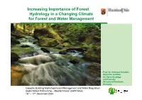 Increasing Importance of Forest Hydrology in a Changing Climate for Forest and Water Management