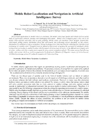 Mobile Robot Localization and Navigation in Artificial Intelligence: Survey