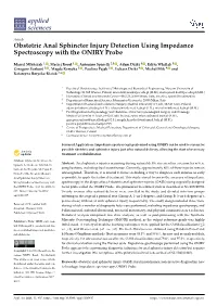 Obstetric Anal Sphincter Injury Detection Using Impedance Spectroscopy with the ONIRY Probe