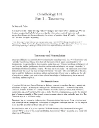 Ornithology 101 Part 1 – Taxonomy