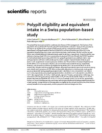 Polypill Eligibility and Equivalent Intake in a Swiss Population-Based