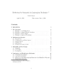 Reduction by Symmetry in Lagrangian Mechanics ∗†