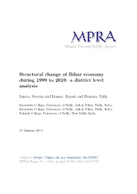 Structural Change of Bihar Economy During 1999 to 2010: a District Level Analysis