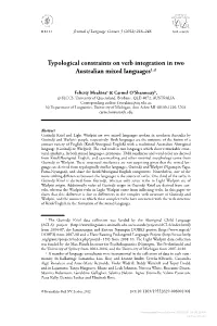 Typological Constraints on Verb Integration in Two Australian Mixed Languages1, 2