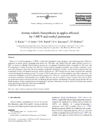 Aroma Volatile Biosynthesis in Apples Affected by 1-MCP and Methyl Jasmonate