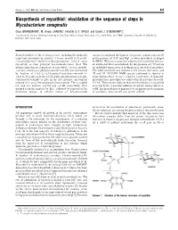 Biosynthesis of Mycothiol: Elucidation of the Sequence of Steps in Mycobacterium Smegmatis Claus BORNEMANN*, M