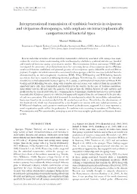 Intergenerational Transmission of Symbiotic Bacteria in Oviparous and Viviparous Demosponges, with Emphasis on Intracytoplasmically- Compartmented Bacterial Types